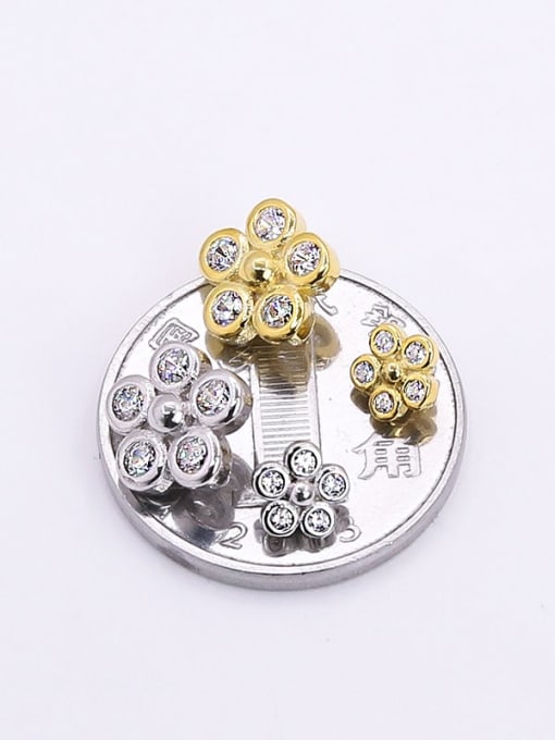 CYS S925 sterling silver diamond-studded three-dimensional flower perforated spacer beads 2