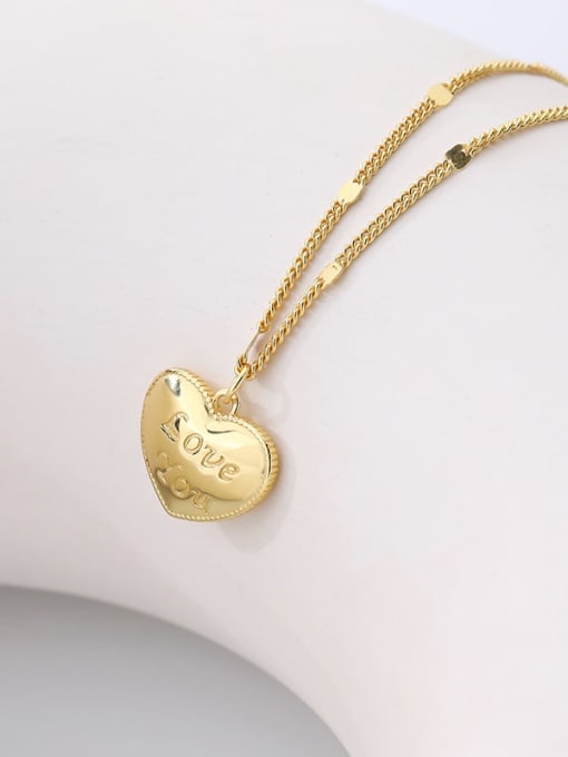A294A Gold 925 Sterling Silver Heart Minimalist Letter  Necklace