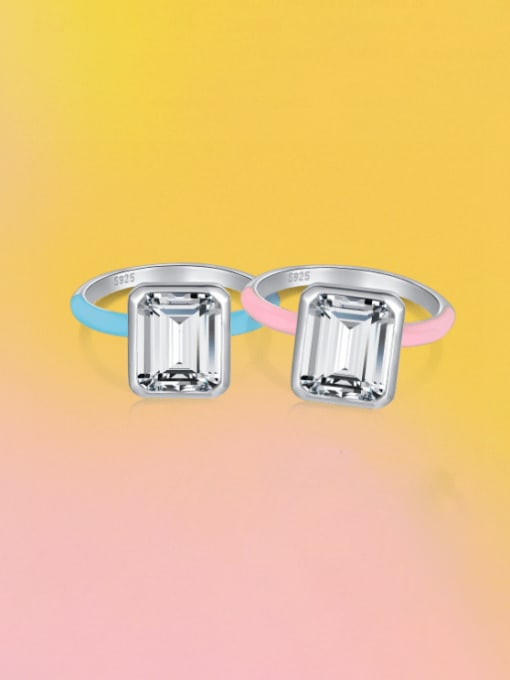 STL-Silver Jewelry 925 Sterling Silver Enamel 5A Cubic Zirconia Geometric Minimalist Band Ring