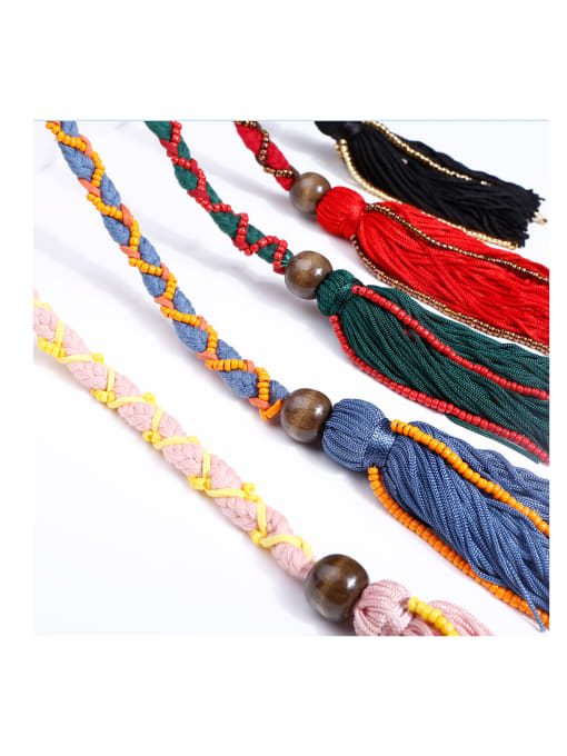 JMI Bead Cotton Rope Cotton Tassel Artisan Long Belt/ Headband /Strand Necklace 2