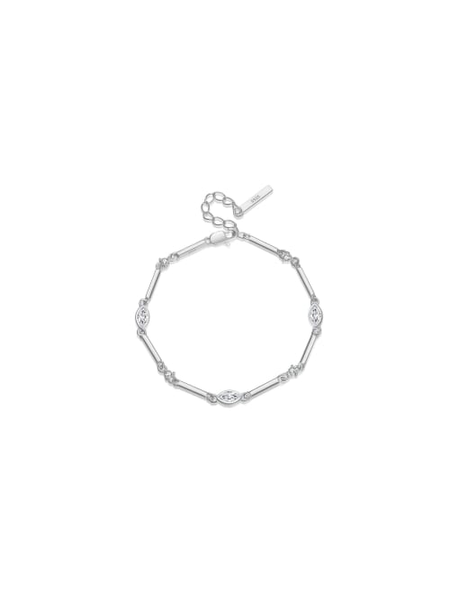 MZ- Silver 925 Sterling Silver Cubic Zirconia Geometric Dainty Adjustable Bracelet 0