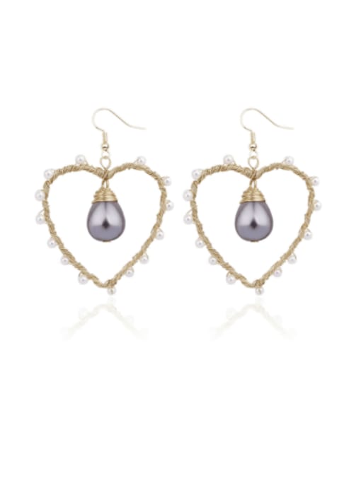 JMI Zinc Alloy Imitation Pearl Heart Vintage Chandelier Earring 0