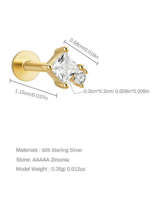Single Golden 3 925 Sterling Silver Cubic Zirconia Water Drop Dainty Single Earring