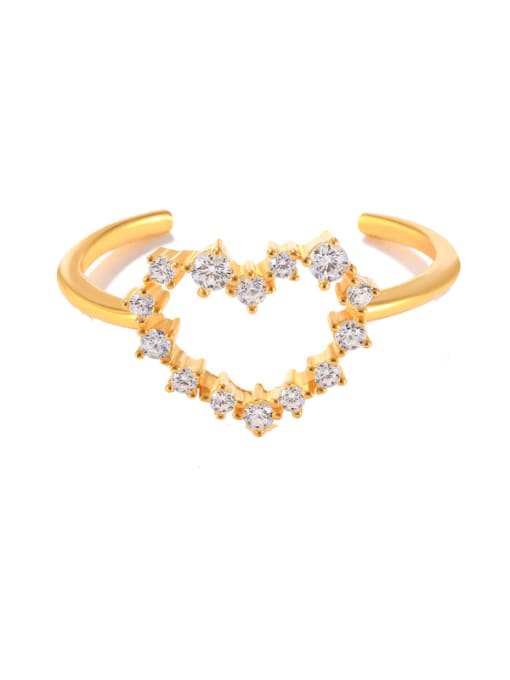 Gold Style 2 925 Sterling Silver Cubic Zirconia Heart Dainty Band Ring