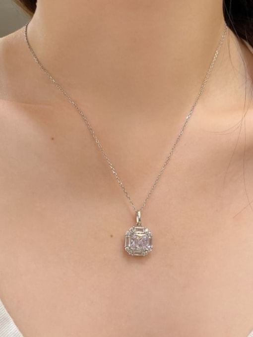 STL-Silver Jewelry 925 Sterling Silver Cubic Zirconia Geometric Luxury Necklace 1