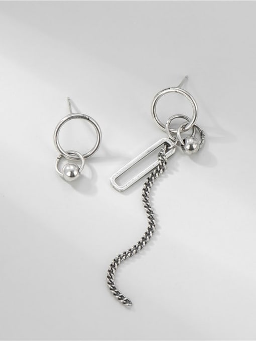 Chain asymmetric Earrings 925 Sterling Silver Asymmetrical Tassel Vintage Threader Earring