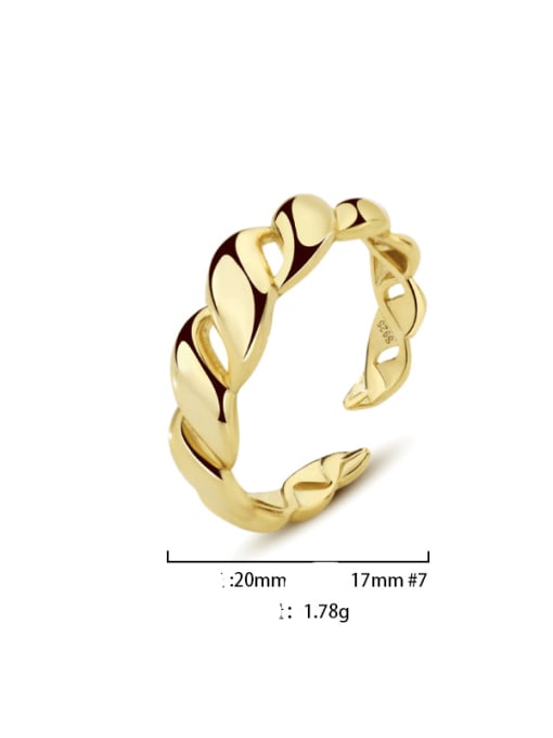 K1281 Gold 925 Sterling Silver Geometric Minimalist Band Ring