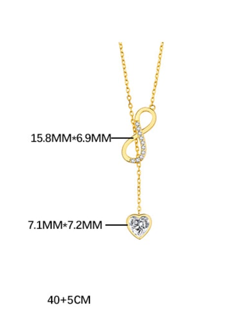YUANFAN 925 Sterling Silver Cubic Zirconia Heart Minimalist Tassel Necklace 3