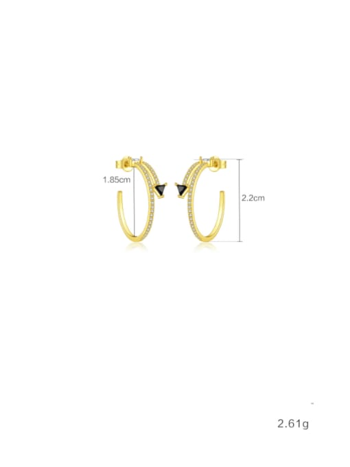 18K gold 925 Sterling Silver Cubic Zirconia Geometric Minimalist Stud Earring