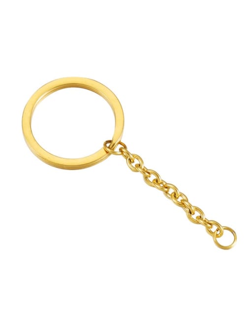 Mirror polished gold Stainless steel key chain with chain pendant accessories/key ring plus chain