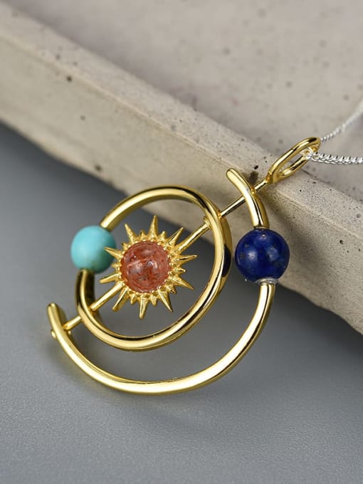 LOLUS 925 Sterling Silver Explore the natural stones of the solar system Artisan Pendant 1