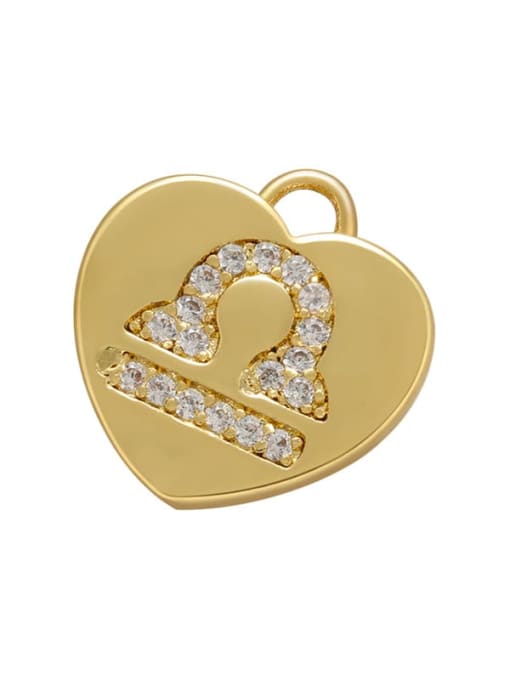 Golden Libra Micro-set heart-shaped pie zodiac inlaid jewelry accessories