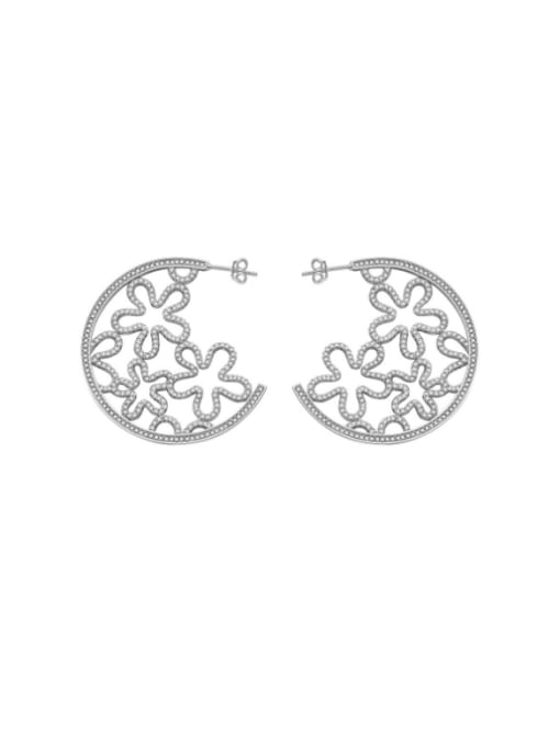 A&T Jewelry 925 Sterling Silver Cubic Zirconia Flower Trend Stud Earring 0