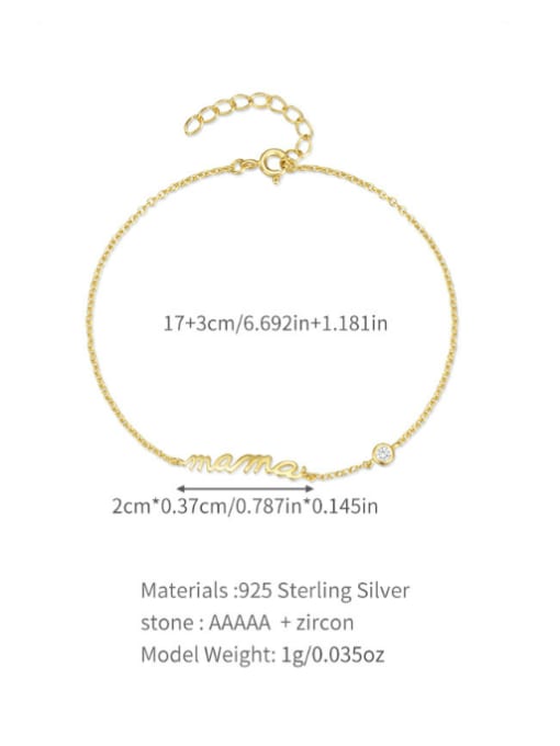 YUANFAN 925 Sterling Silver Letter Minimalist Link Bracelet 2