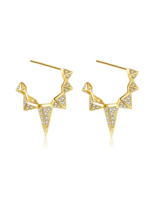 18K gold (white stone) 925 Sterling Silver Cubic Zirconia Geometric Dainty Stud Earring