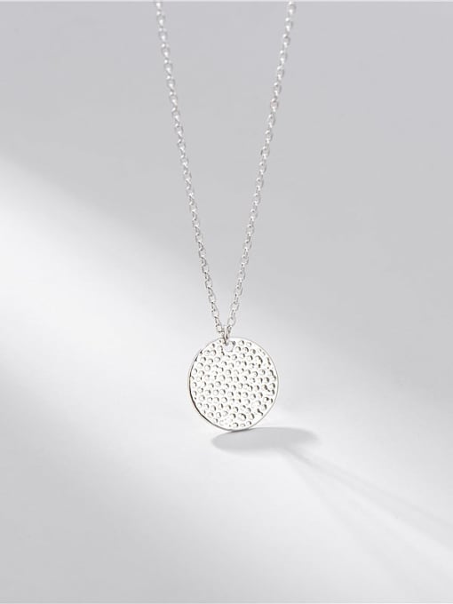 Knock face round Necklace 925 Sterling Silver Round Minimalist Necklace
