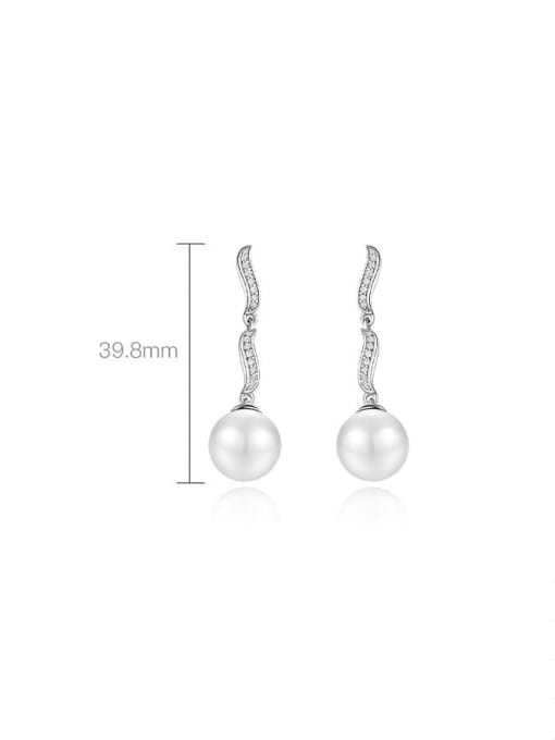 A&T Jewelry 925 Sterling Silver Freshwater Pearl Geometric Dainty Drop Earring 2