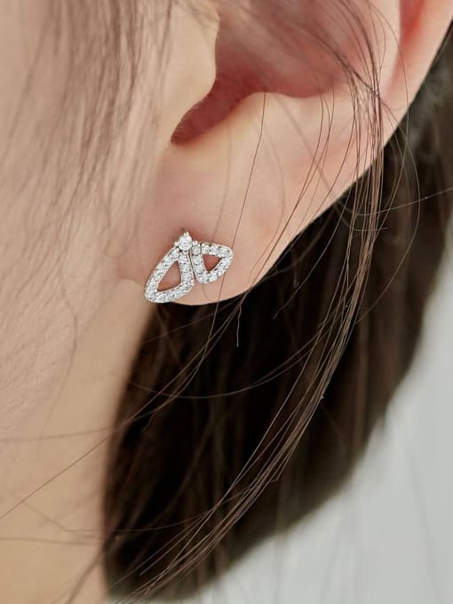 STL-Silver Jewelry 925 Sterling Silver Cubic Zirconia Butterfly Dainty Stud Earring 1