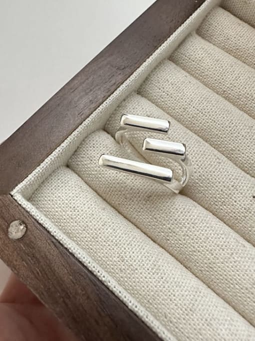 Three layer line ring 925 Sterling Silver Geometric Vintage Three Layer Line  Stackable Ring