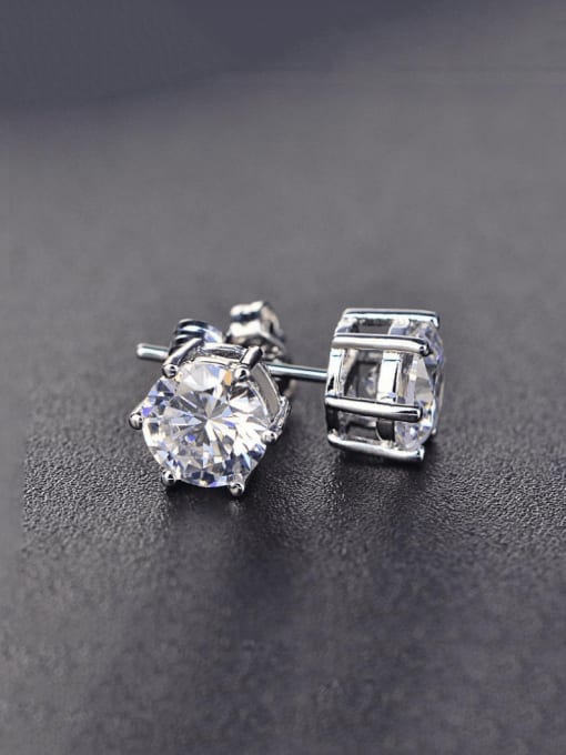 A&T Jewelry 925 Sterling Silver High Carbon Diamond Hexagon Luxury Cluster Earring 1