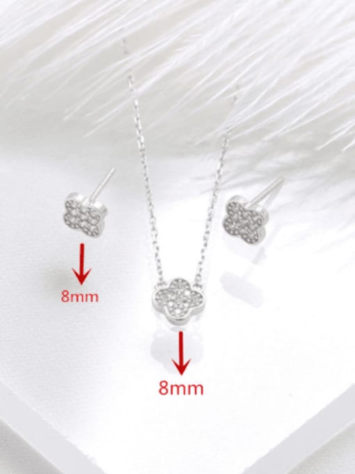 ACEE 925 Sterling Silver Cubic Zirconia Minimalist Flower  Earring and Necklace Set 4