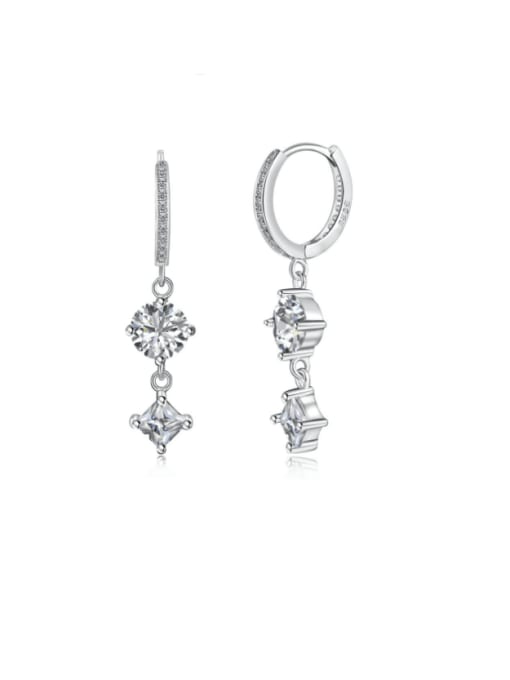 STL-Silver Jewelry 925 Sterling Silver Cubic Zirconia Geometric Dainty Drop Earring 0