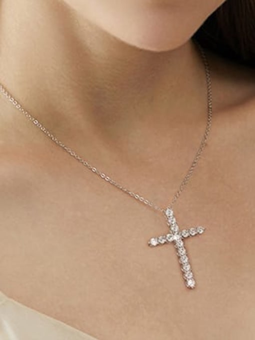 LOLUS 925 Sterling Silver Moissanite Cross Dainty Regligious Necklace 2