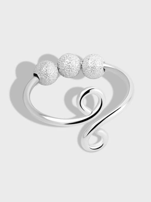 PNJ-Silver 925 Sterling Silver Bead Geometric Minimalist Bead Ring 3