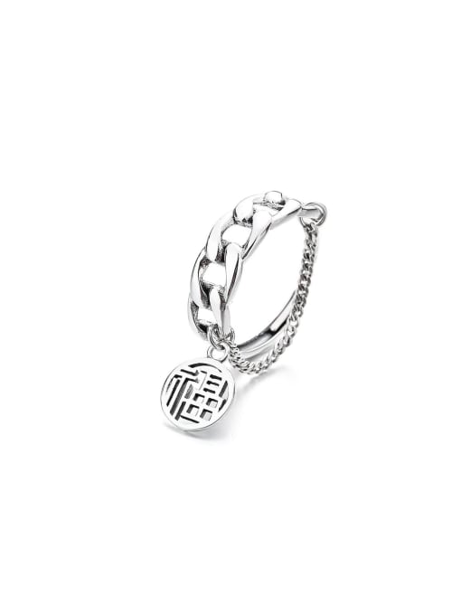 TAIS 925 Sterling Silver Geometric Vintage Band Ring