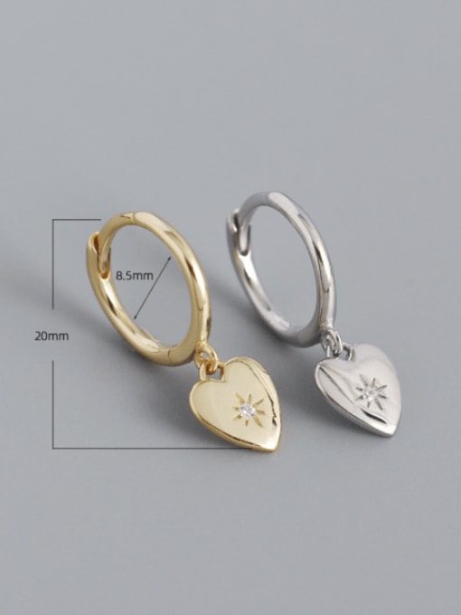 ACEE 925 Sterling Silver Rhinestone Heart Minimalist Huggie Earring 4