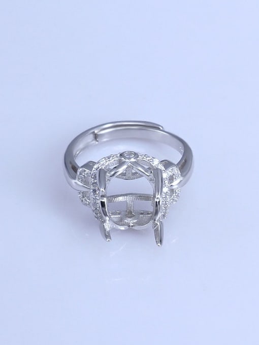 Supply 925 Sterling Silver 18K White Gold Plated Geometric Ring Setting Stone size: 8*10 9*11 10*12 10*14 12*16MM 0