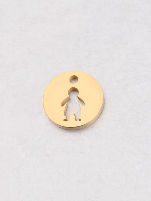 Golden boy Stainless steel Round hollow boy and girl pendant