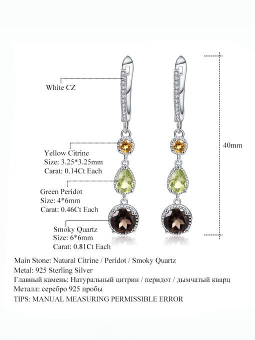 ZXI-SILVER JEWELRY 925 Sterling Silver Natural Stone Geometric Luxury Drop Earring 1