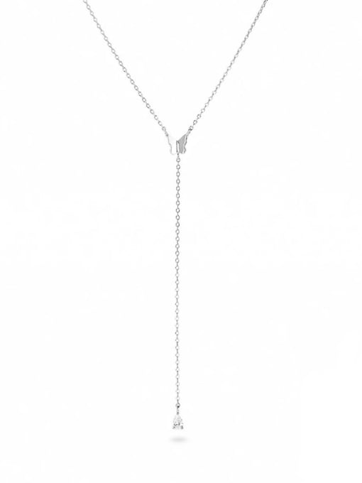 Platinum Style 2 925 Sterling Silver Tassel Minimalist Lariat Necklace