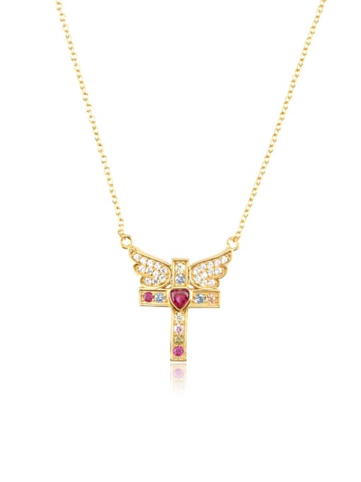 18k gold 925 Sterling Silver Cubic Zirconia Cross Dainty Necklace