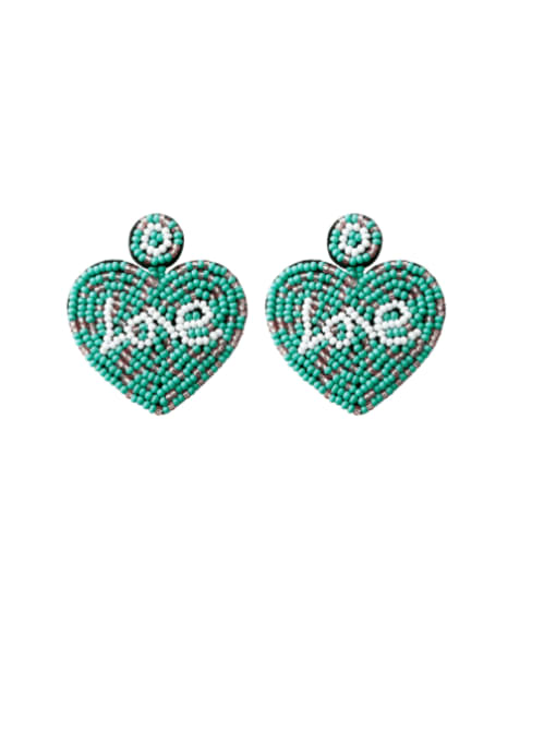 Green e68874 Tila Bead Multi Color Heart Trend Pure handmade Weave Earring