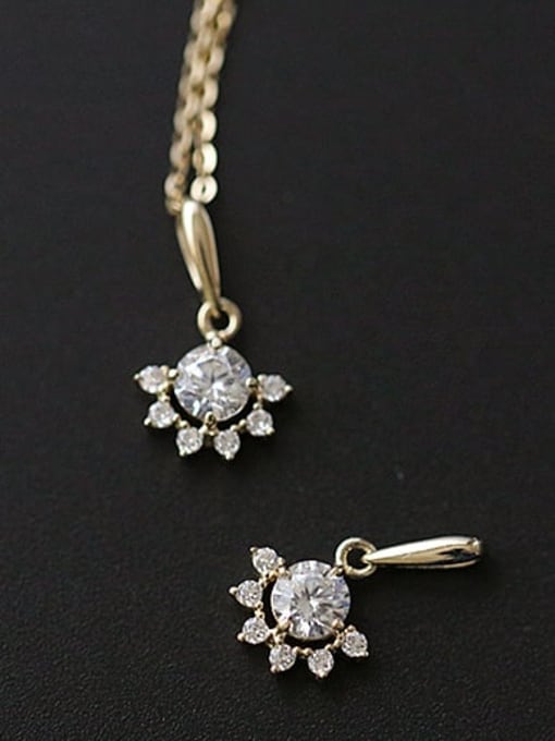ZEMI 925 Sterling Silver Rhinestone Gold Flower Dainty Necklace 3