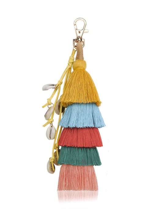 Yellow color k68097 Alloy Conch Cotton Rope Tassel Bohemia Hand-Woven Bag Pendant