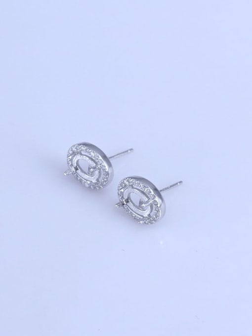 Supply 925 Sterling Silver 18K White Gold Plated Oval Earring Setting Stone size: 5*7mm 2