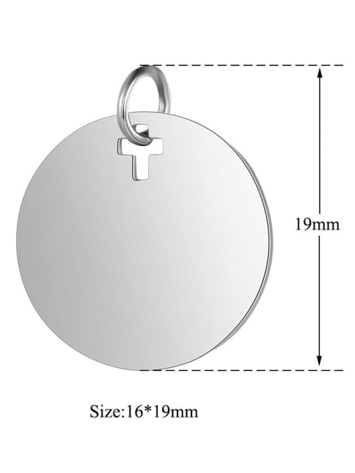 FTime Stainless steel Cross Round Charm Height : 16 mm , Width: 19 mm 3