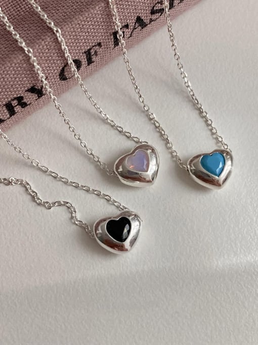 YUANFAN 925 Sterling Silver Heart Necklace with 3 colors 1