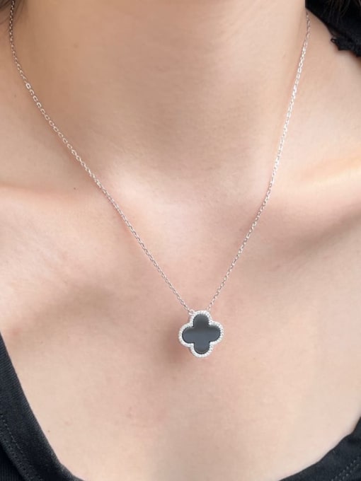 STL-Silver Jewelry 925 Sterling Silver Shell Clover Minimalist Necklace 2