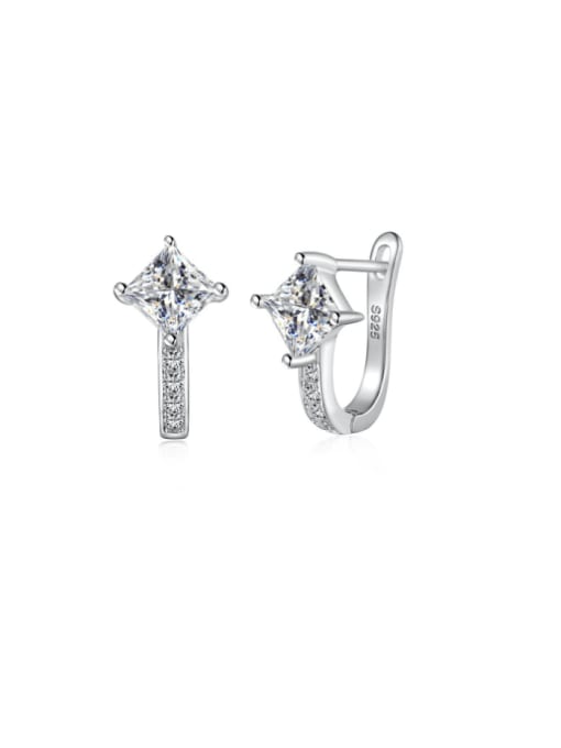 STL-Silver Jewelry 925 Sterling Silver Cubic Zirconia Geometric Dainty Huggie Earring 0
