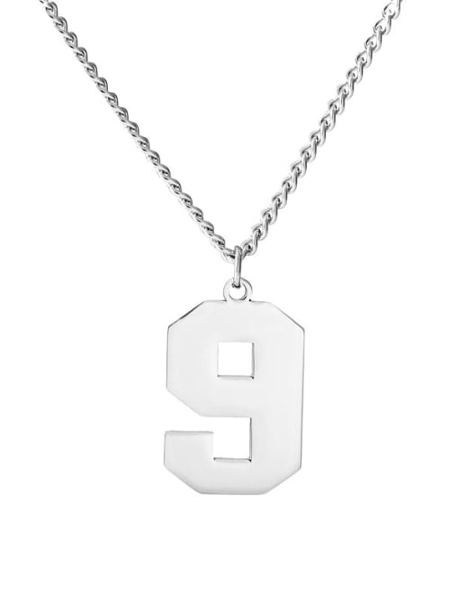 Number 9 Necklace Titanium Steel Number Minimalist Long Strand Necklace