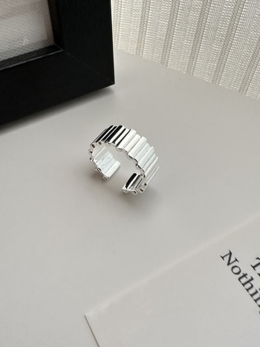 4JZ52 Silver 925 Sterling Silver Geometric Trend Band Ring