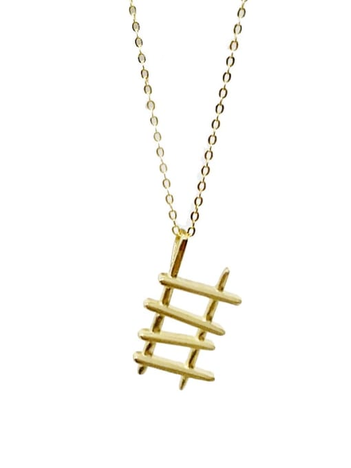 ZEMI 925 Sterling Silver Gold Ladder Minimalist Necklace