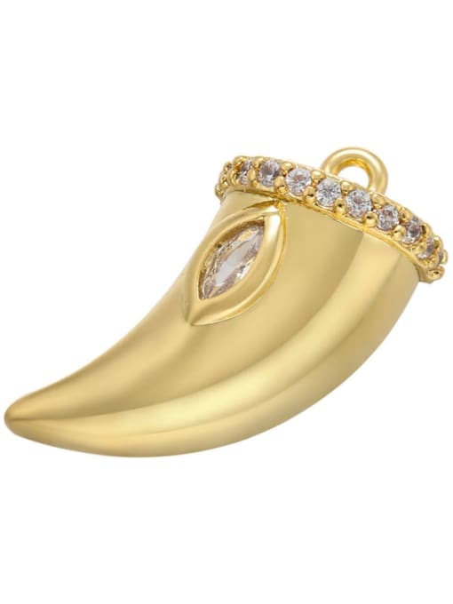 golden Micropaved Cow Horn Zircon Ivory Pendant