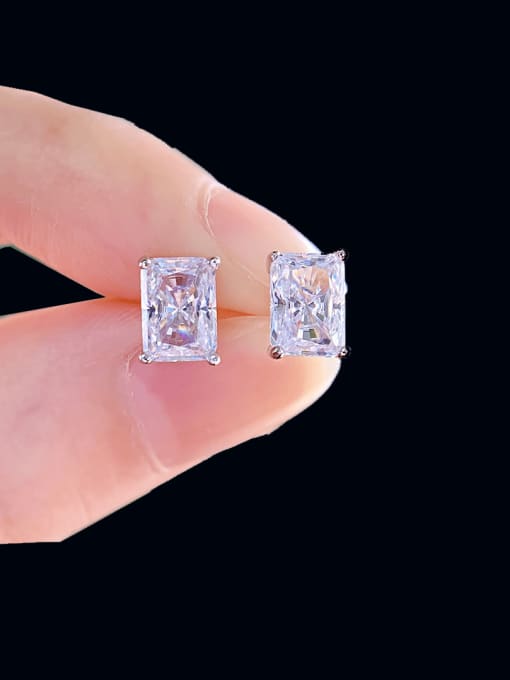 M&J 925 Sterling Silver High Carbon Diamond Geometric Luxury Stud Earring 2