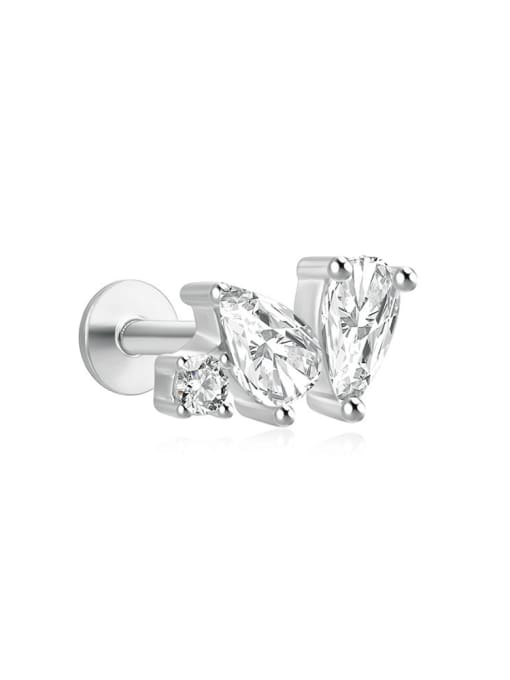 Single Platinum 5 925 Sterling Silver Cubic Zirconia Water Drop Dainty Single Earring