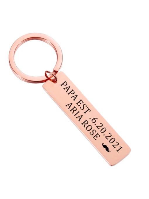 rose gold Rectangle Stainless steel Minimalist Key Chain Pendant